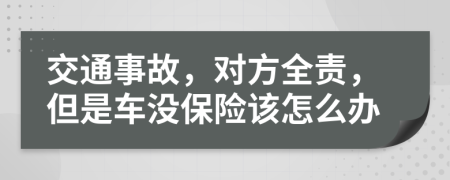 交通事故，对方全责，但是车没保险该怎么办