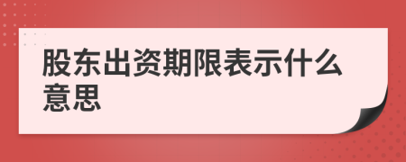 股东出资期限表示什么意思