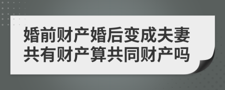 婚前财产婚后变成夫妻共有财产算共同财产吗