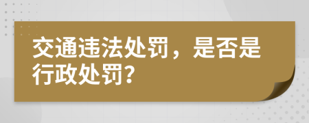 交通违法处罚，是否是行政处罚？