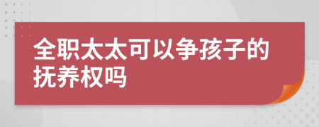 全职太太可以争孩子的抚养权吗