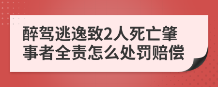 醉驾逃逸致2人死亡肇事者全责怎么处罚赔偿