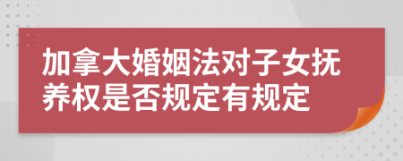 加拿大婚姻法对子女抚养权是否规定有规定