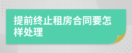 提前终止租房合同要怎样处理