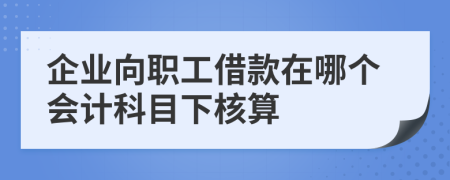 企业向职工借款在哪个会计科目下核算
