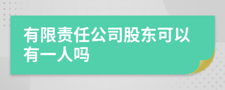 有限责任公司股东可以有一人吗