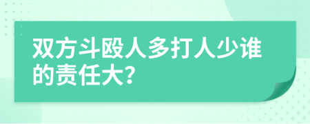 双方斗殴人多打人少谁的责任大？