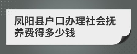 凤阳县户口办理社会抚养费得多少钱