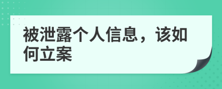 被泄露个人信息，该如何立案