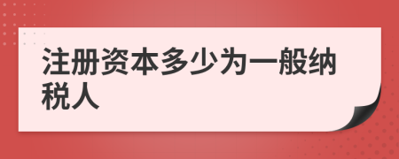 注册资本多少为一般纳税人