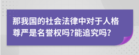 那我国的社会法律中对于人格尊严是名誉权吗?能追究吗？