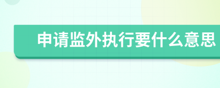 申请监外执行要什么意思