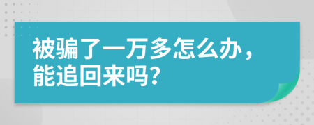 被骗了一万多怎么办，能追回来吗？