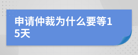 申请仲裁为什么要等15天