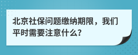 北京社保问题缴纳期限，我们平时需要注意什么？