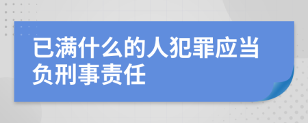 已满什么的人犯罪应当负刑事责任