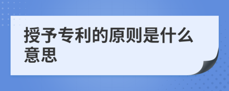 授予专利的原则是什么意思