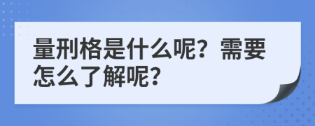 量刑格是什么呢？需要怎么了解呢？