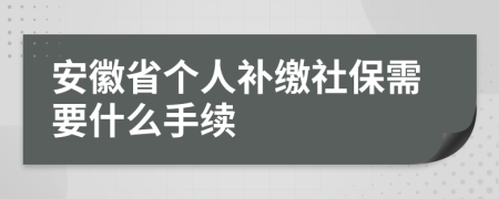 安徽省个人补缴社保需要什么手续