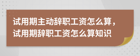 试用期主动辞职工资怎么算，试用期辞职工资怎么算知识