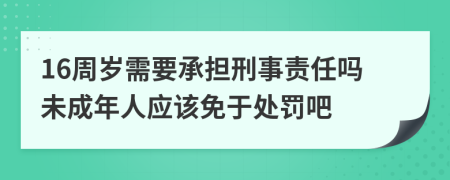 16周岁需要承担刑事责任吗未成年人应该免于处罚吧