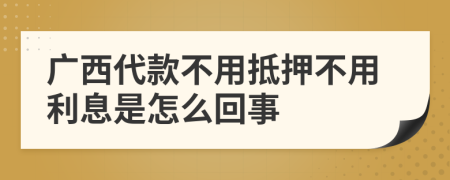 广西代款不用抵押不用利息是怎么回事