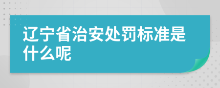 辽宁省治安处罚标准是什么呢