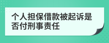 个人担保借款被起诉是否付刑事责任