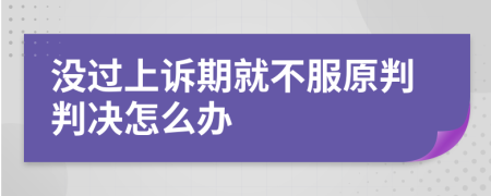 没过上诉期就不服原判判决怎么办