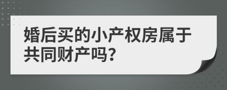 婚后买的小产权房属于共同财产吗？