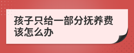 孩子只给一部分抚养费该怎么办