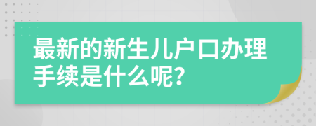 最新的新生儿户口办理手续是什么呢？