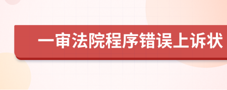 一审法院程序错误上诉状