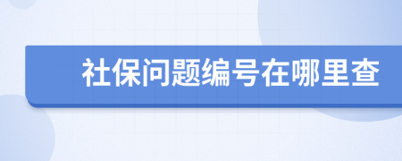 社保问题编号在哪里查