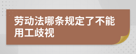 劳动法哪条规定了不能用工歧视