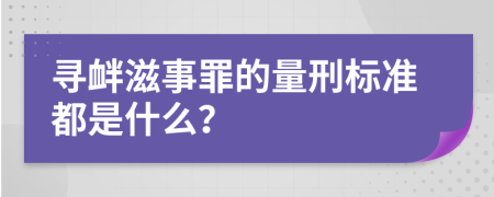 寻衅滋事罪的量刑标准都是什么？