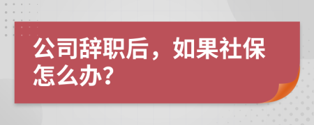 公司辞职后，如果社保怎么办？