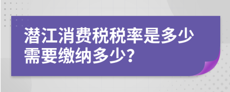 潜江消费税税率是多少需要缴纳多少？