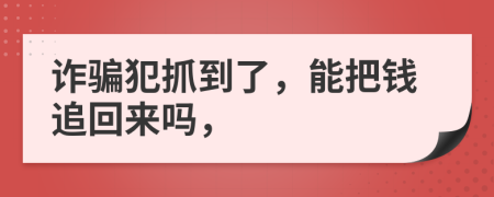 诈骗犯抓到了，能把钱追回来吗，