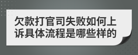 欠款打官司失败如何上诉具体流程是哪些样的