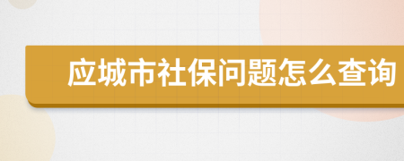 应城市社保问题怎么查询