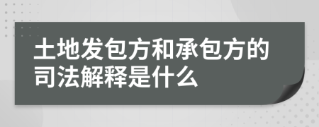 土地发包方和承包方的司法解释是什么