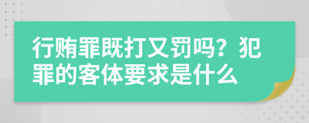 行贿罪既打又罚吗？犯罪的客体要求是什么