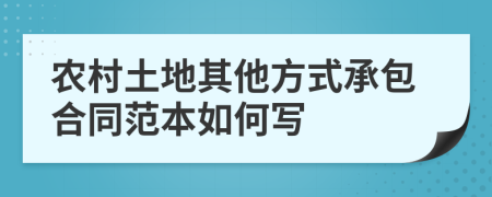 农村土地其他方式承包合同范本如何写