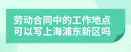 劳动合同中的工作地点可以写上海浦东新区吗