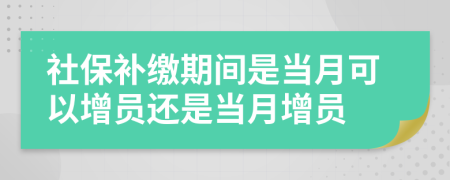 社保补缴期间是当月可以增员还是当月增员