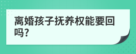 离婚孩子抚养权能要回吗?