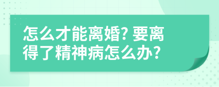 怎么才能离婚? 要离得了精神病怎么办?