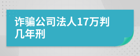 诈骗公司法人17万判几年刑