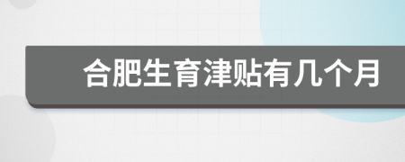 合肥生育津贴有几个月